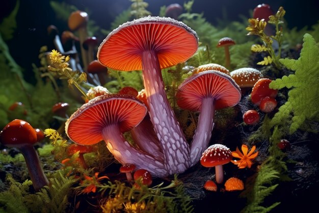 Paddestoelen groeien in het bos