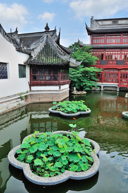 Gratis foto pagode oude architectuur en tuin in shanghai