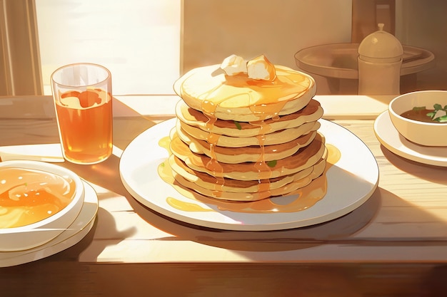 Gratis foto pancakes in anime stijl