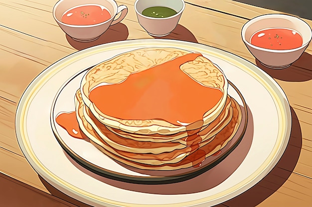 Gratis foto pancakes in anime stijl