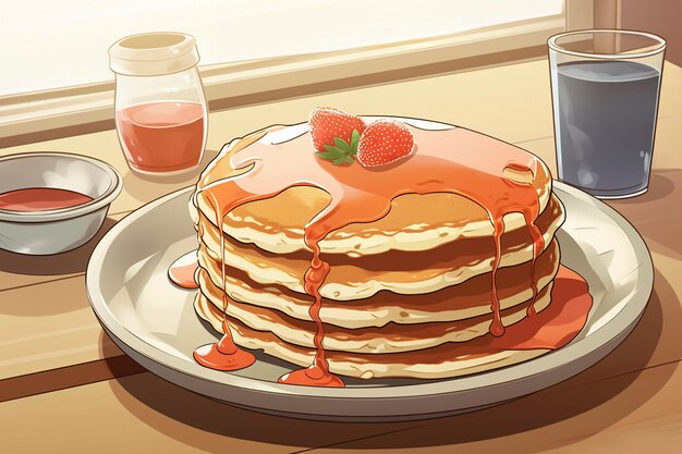 Pancakes in anime stijl