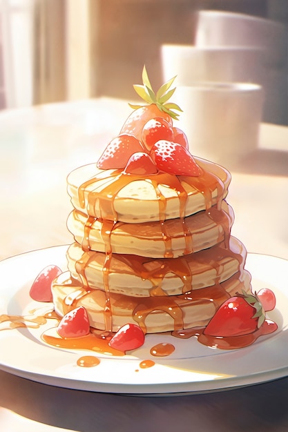 Gratis foto pancakes in anime stijl