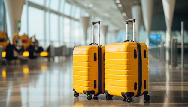 Passagiers wachten met bagage in de hand, klaar om te reizen, gegenereerd door AI