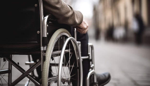 Patiënt met een dwarslaesie zit in een rolstoel en krijgt zorg gegenereerd door AI