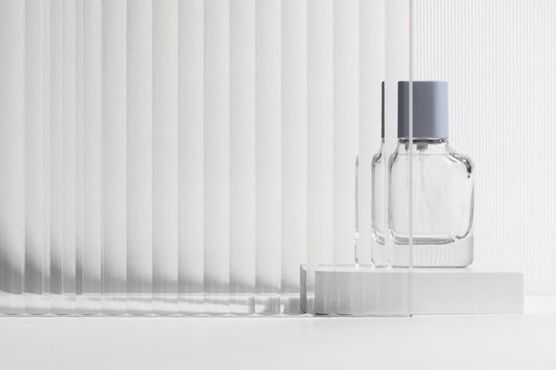 Patroon glas product achtergrond met parfumflesje