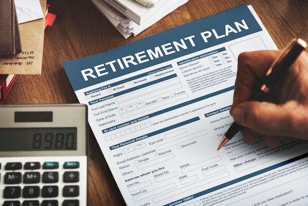 Pensioenplan formulier verzekering financieel concept