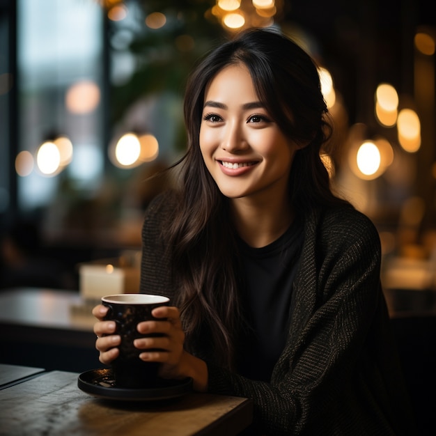 Persoon die een kopje koffie vasthoudt