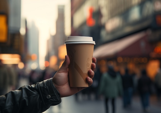 Gratis foto persoon die een kopje koffie vasthoudt