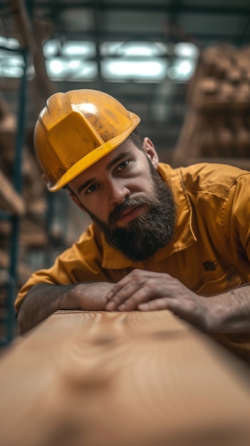 Gratis foto persoon die in de houtverwerkende industrie en fabriek werkt