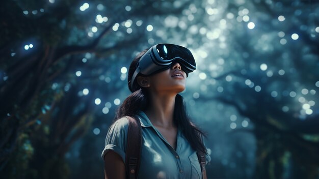 Persoon met een VR-bril die metaverse ervaart