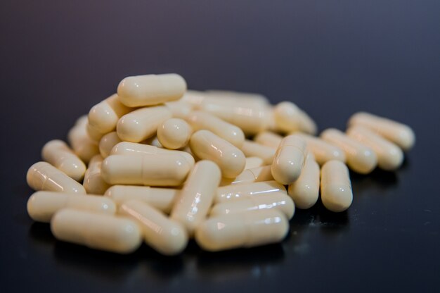 Pharmacy.Pills. Geneeskunde en gezond. Close-up van capsules.