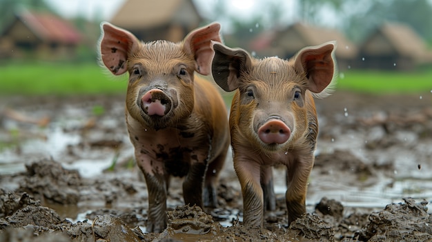 Gratis foto photorealistic scene with pigs raised in a farm environment