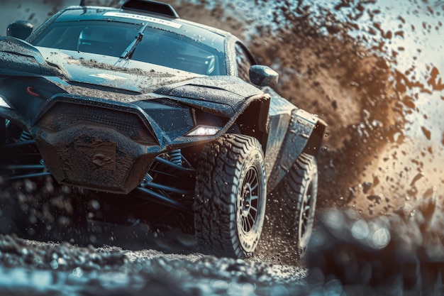 Gratis foto photorealistic view of off-road car with nature terrain and weather conditions