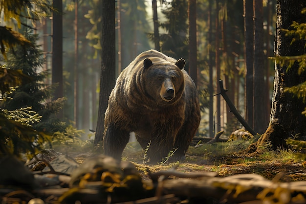 Gratis foto photorealistic view of wild bear in its natural environment