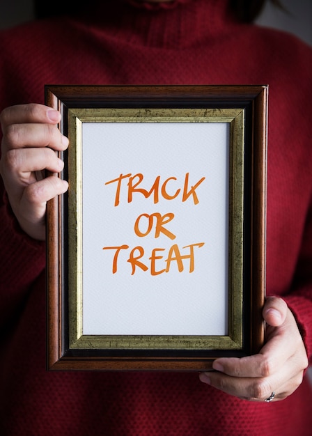 Gratis foto phrase trick or treat in een kader