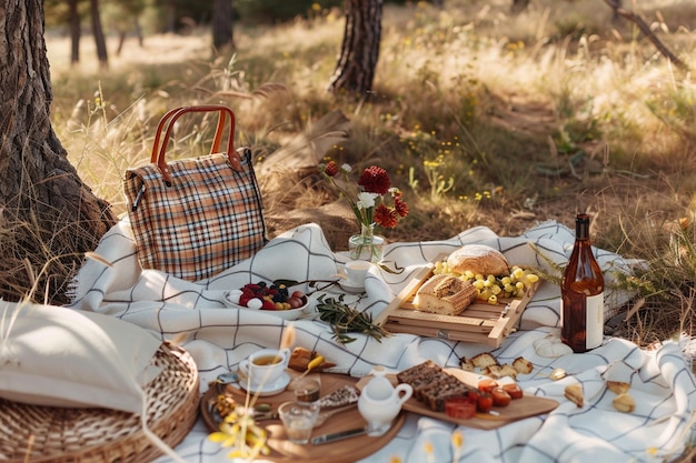 Gratis foto picknick met heerlijk eten.