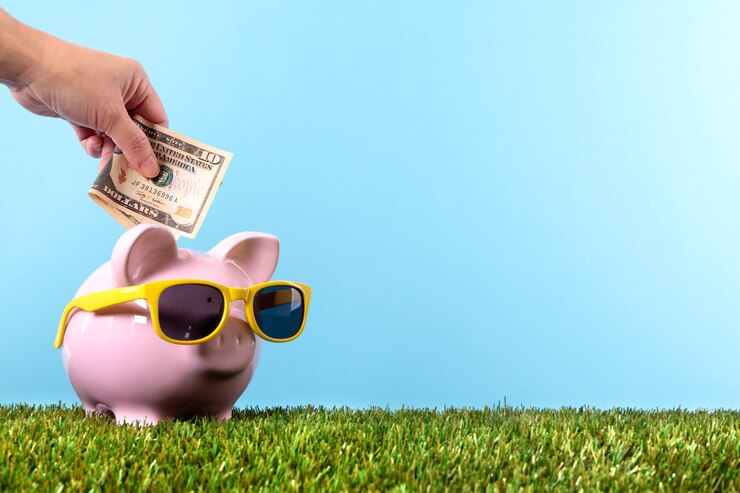 Piggybank met gele zonnebril