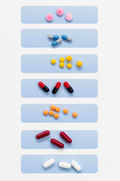 Pillen georganiseerd per dag