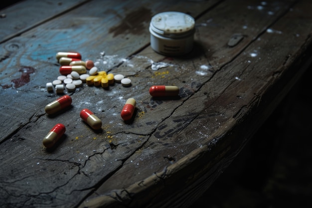 Pillen in een donkere omgeving