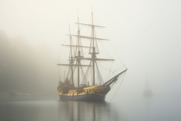 Piratenschip dat op zee vaart