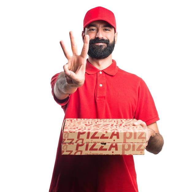 Pizza delivery man tellen drie