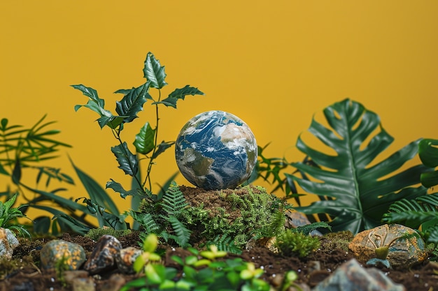 Gratis foto planeet aarde omringd door natuur en vegetatie