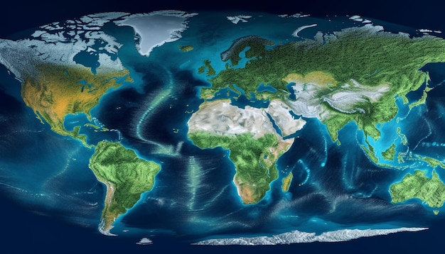 Planeet aarde topografie en natuur in beeld gegenereerd door AI