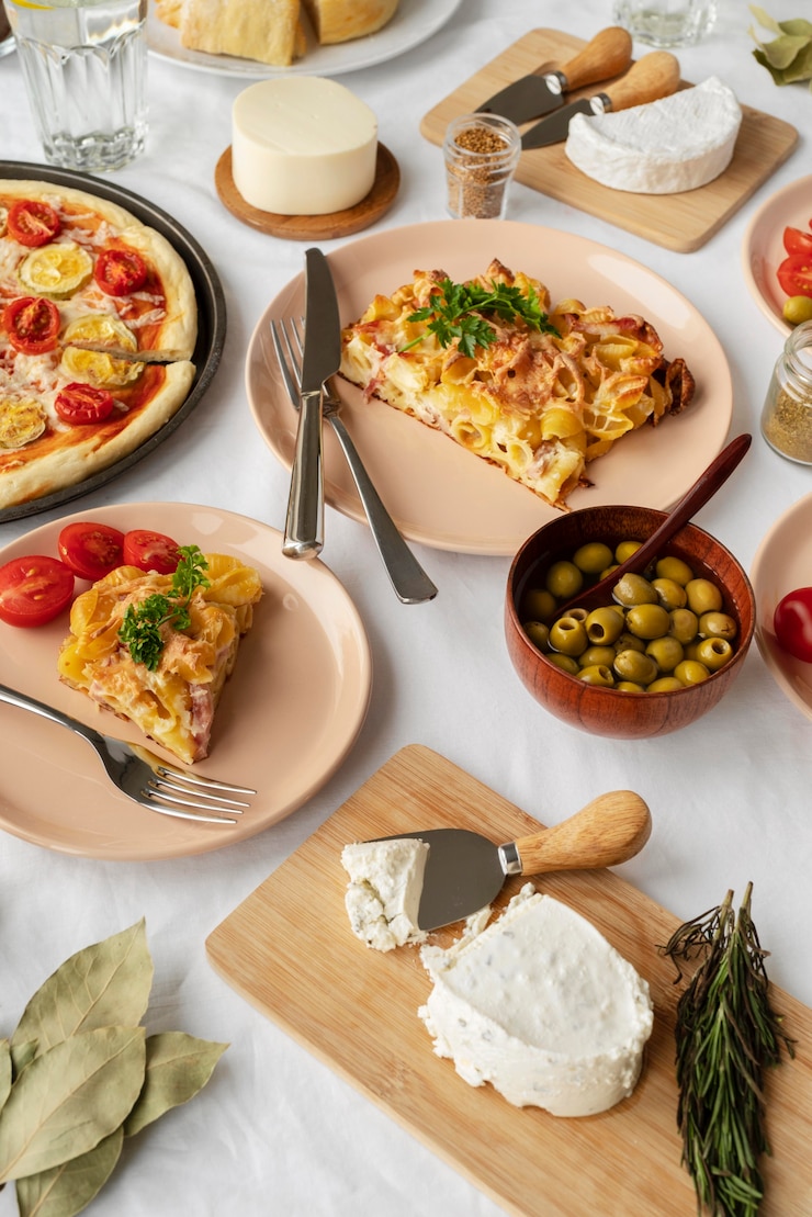 Gratis Foto plat lag arrangement met lekker eten
