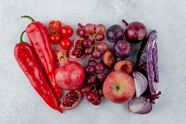 Plat lag heerlijke groenten en fruit