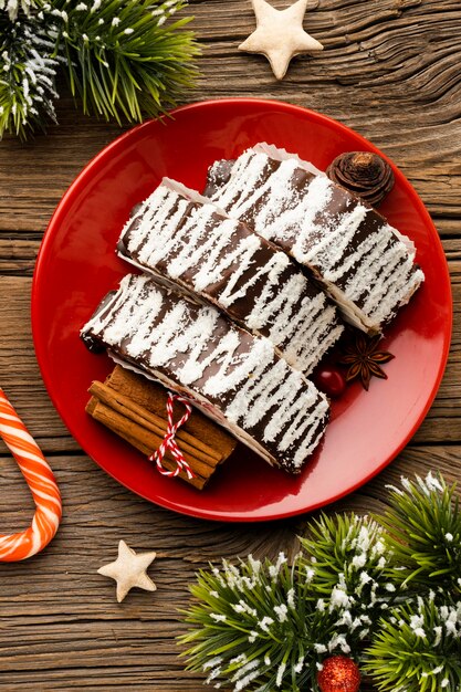 Plat lag samenstelling van heerlijke kerstschotel