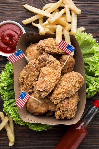 Plat leggen van heerlijk Amerikaans eten