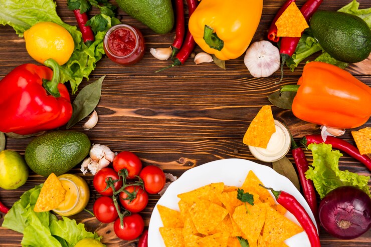 Gratis Foto plat leggen van mexicaans eten met copyspace