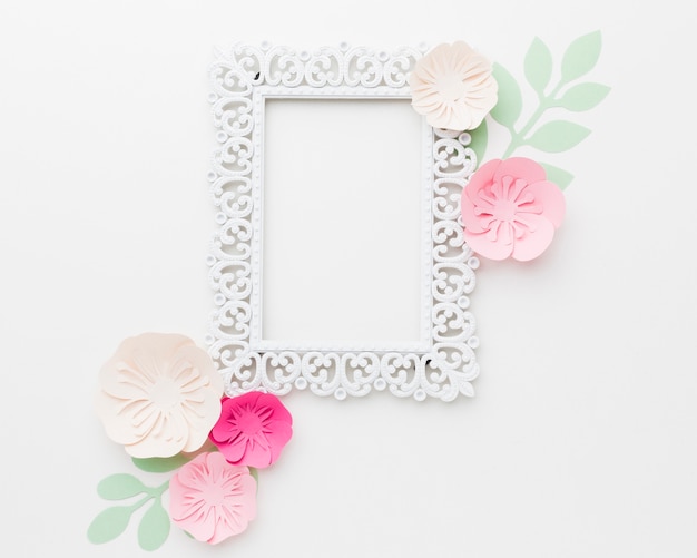 Plat papier bloemen met frame