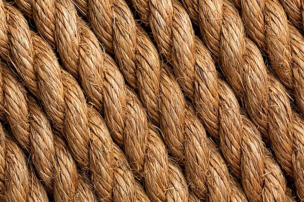 Platliggend close-up van de samenstelling van de touwtextuur