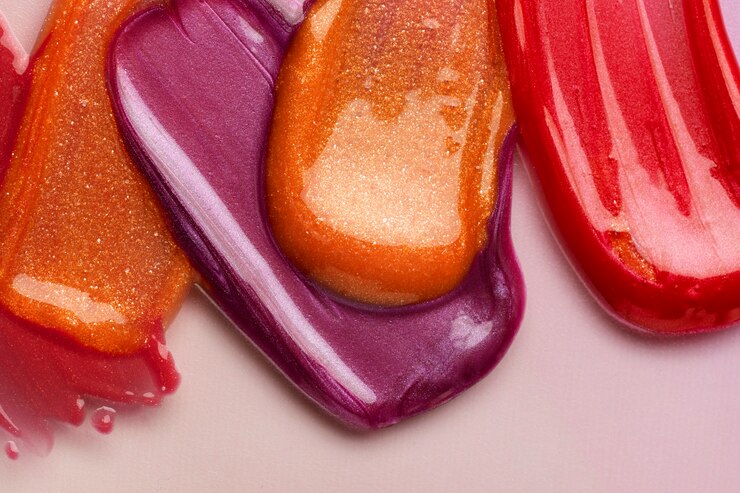 Gratis Foto platliggende lipgloss in verschillende tinten