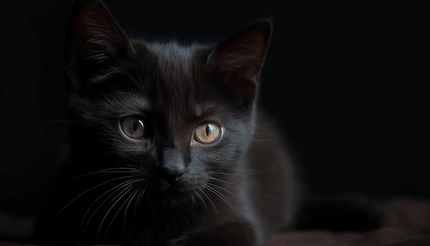 Pluizig kitten staren met blauwe ogen die aandachtig zijn gegenereerd door AI