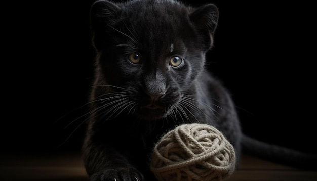 Gratis foto pluizig kitten staren naar speelgoed speelse nieuwsgierigheid gegenereerd door ai