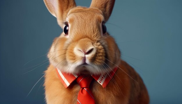 Gratis foto pluizig konijn poseert op humoristische wijze voor portretstudio gegenereerd door ai