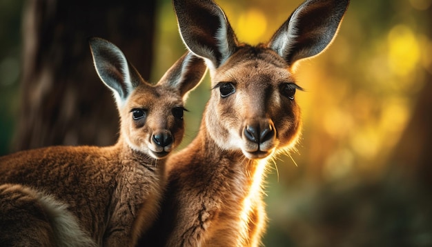 Pluizige alpaca die camera in weide bekijkt die door ai wordt geproduceerd