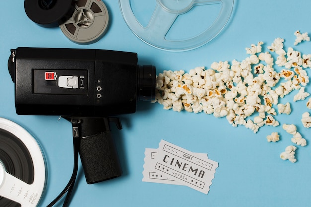 Gratis foto popcorn- en bioscoopapparatuur