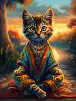 Gratis foto portrait of animal meditating and practicing mindfulness in digital art style