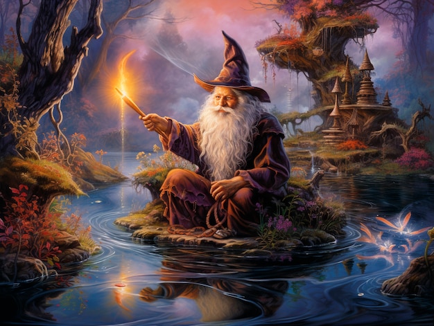 Gratis foto portrait of fantasy wizard character