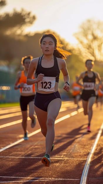 Gratis foto portrait of female athlete competing in the olympic games