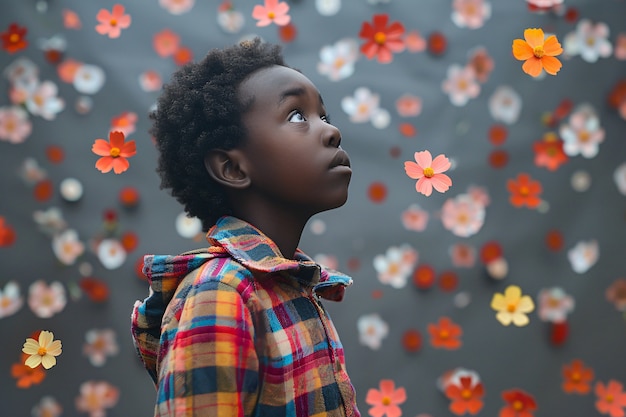 Gratis foto portret van autistisch kind in een fantasiewereld