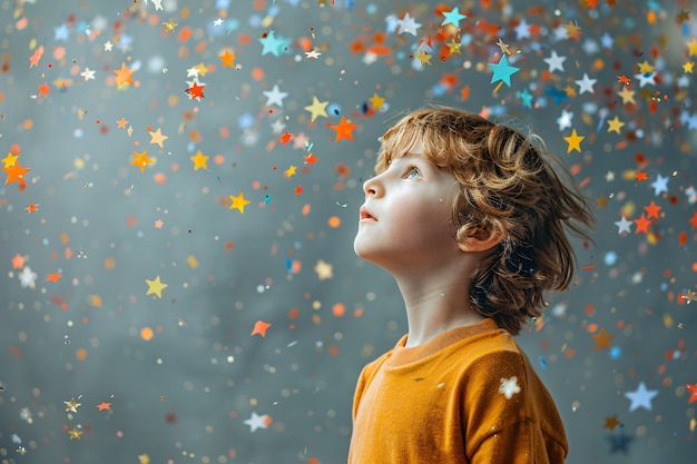 Gratis foto portret van autistisch kind in een fantasiewereld
