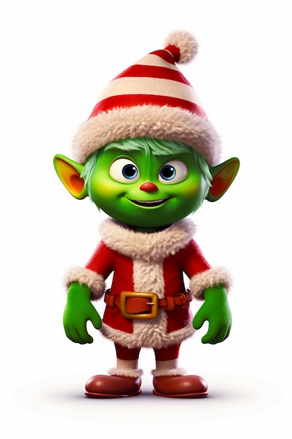 Portret van de groene Grinch cartoon personage als een elf