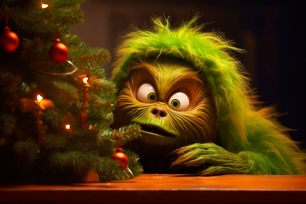 Portret van de groene Grinch cartoon personage