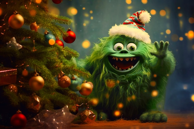 Portret van de groene Grinch cartoon personage