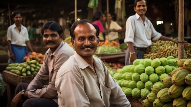 Portret van de Indiase man in de bazaar