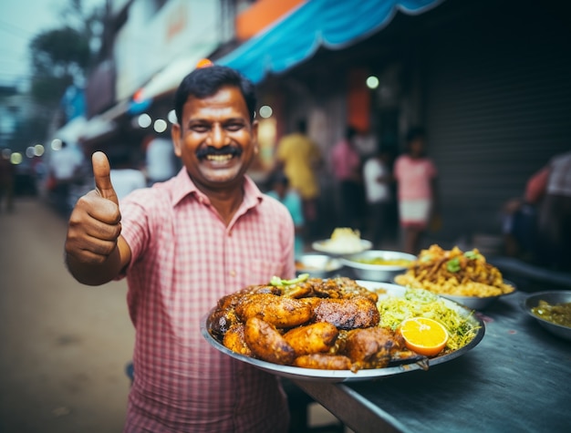 Portret van de Indiase man in de bazaar